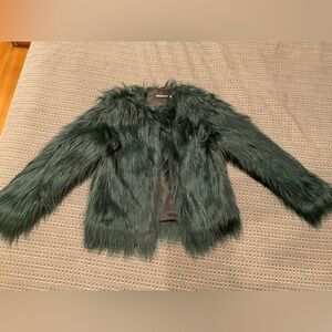 Emerald Green Lanshifei Cropped Faux Fur. Size S